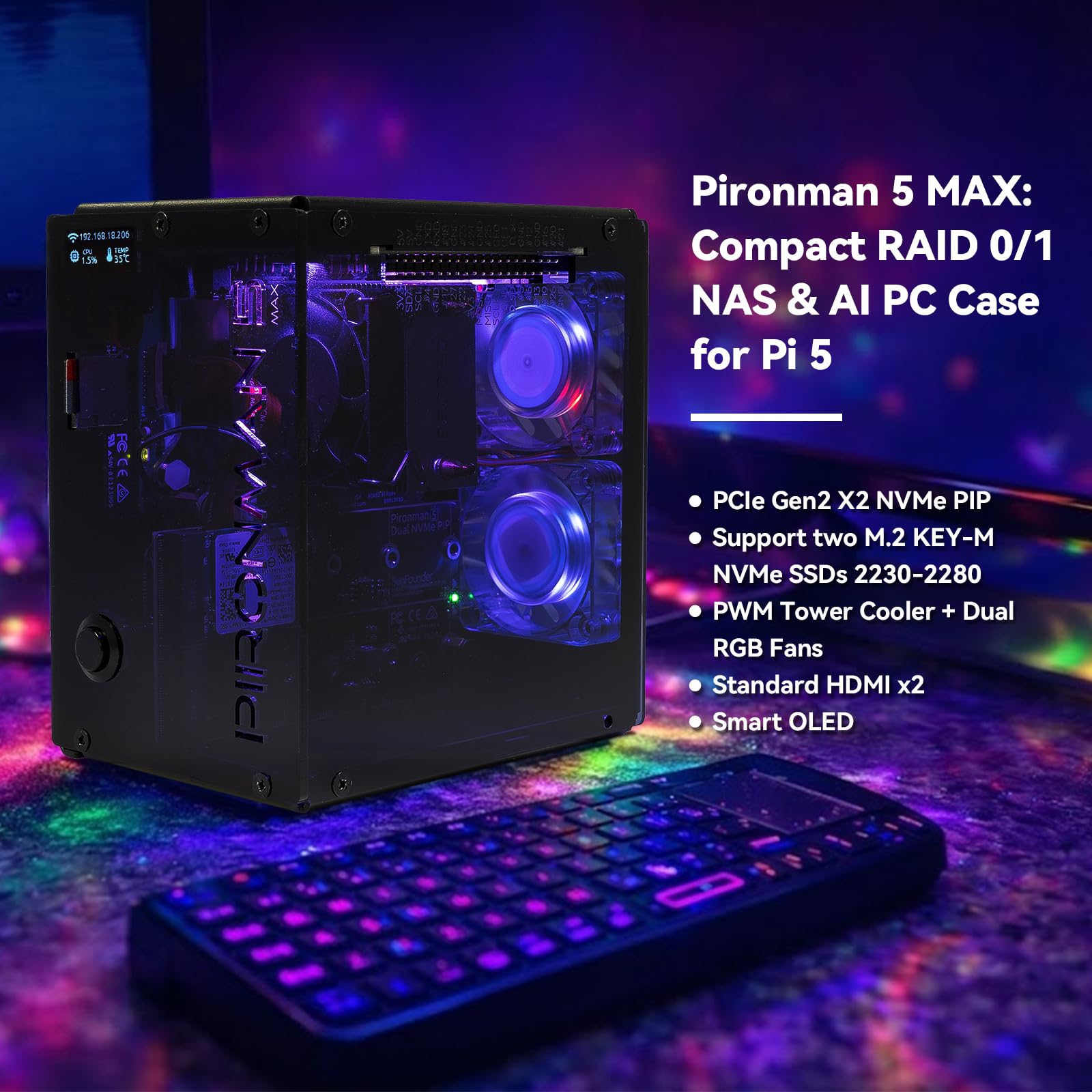 피론맨 5-MAX 듀얼 NVMe M.2 SSD PCIe - Raspberry Pi Ai Kit Hailo-8L 리뷰 및 가격