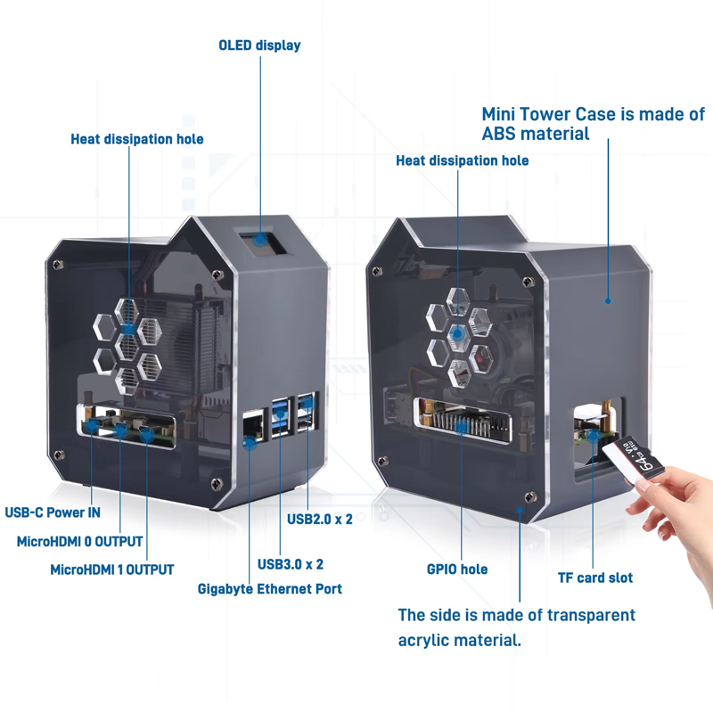 GeeekPi 라즈베리 파이 5 ABS 미니 타워 완전 - Argon One V3 M.2 Nvme Case 리뷰 및 가격